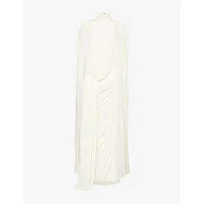 Deme Womens The Aether Caped Stretch-woven Maxi Dress Off White