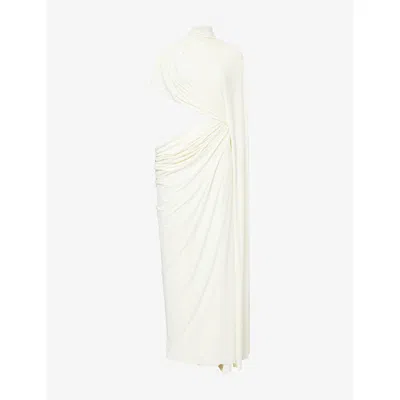 Deme Womens The Daphne Draped Stretch-woven Maxi Dress Off White