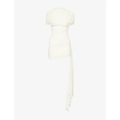 Deme Womens The Hazel Draped Stretch-jersey Mini Dress Off White