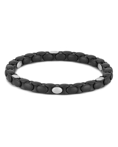 Demeglio Men's 18k White Gold Anaconda Black Ceramic Stretch Bracelet In Brown