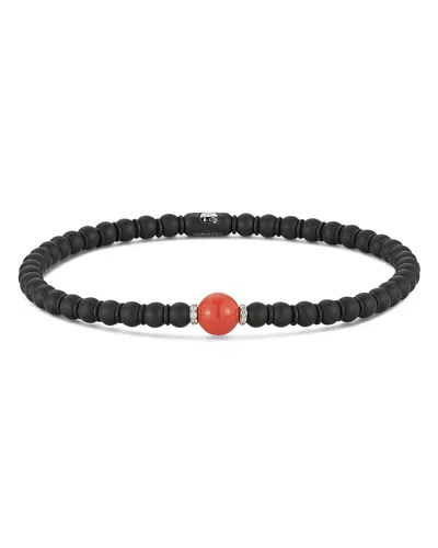 Demeglio Men's 18k White Gold Sfera Coral, Diamond, & Ceramic Bead Stretch Bracelet In Blue