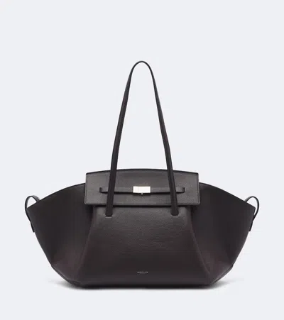 Demellier Brooklyn Large Leather Shoulder Bag In Black