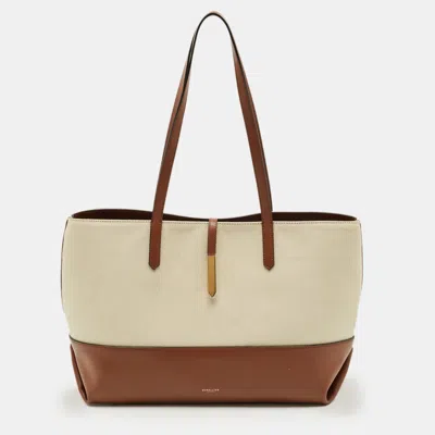 Pre-owned Demellier Brown/natural Canvas And Leather The Tokyo Tote