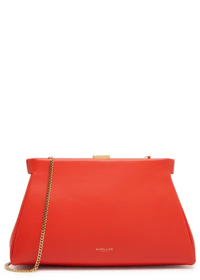 Demellier Cannes Leather Clutch In Red