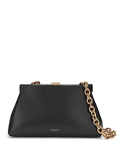 Demellier Cannes Chunky Chain Leather Clutch In Black/gold