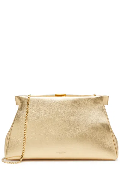 Demellier Cannes Metallic Leather Clutch In Gold