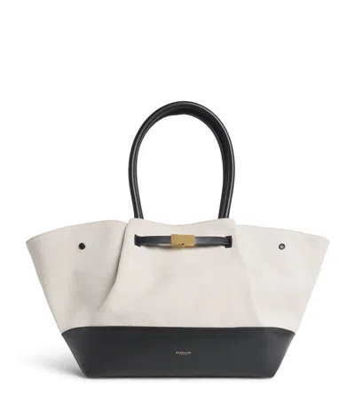 Demellier Canvas And Leather The New York Tote Bag In White