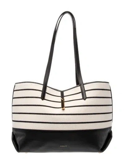 Pre-owned Demellier Canvas Leather Tote Bag In Neutral
