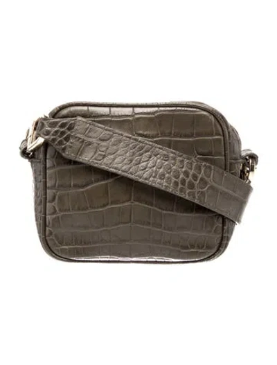 Pre-owned Demellier Embossed Leather Crossbody Bag In Black