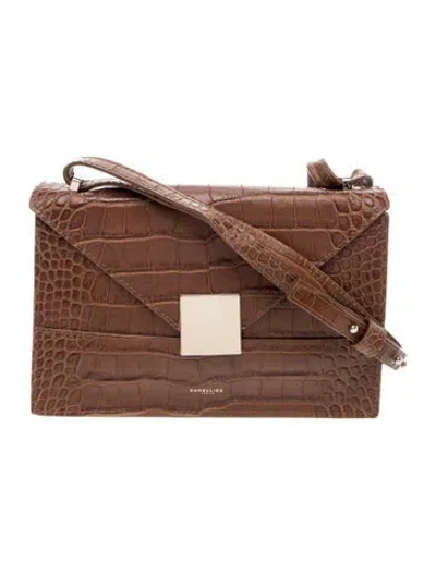 Pre-owned Demellier Embossed Leather Crossbody Bag In Brown