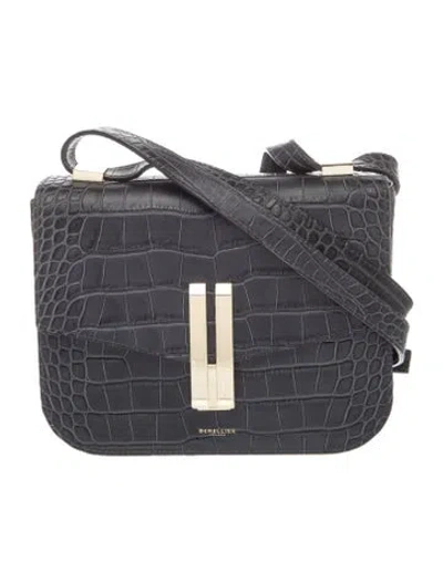 Pre-owned Demellier Embossed Leather Messenger Bag In Black