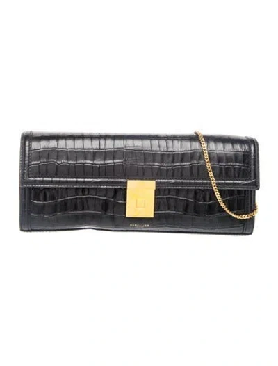 Pre-owned Demellier Embossed Leather N118 Paris Clutch In Black