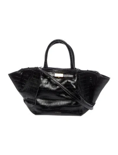 Pre-owned Demellier Embossed Leather Shoulder Bag In Black