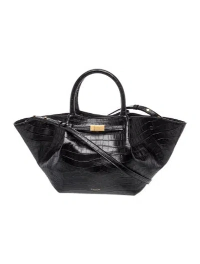 Pre-owned Demellier Embossed Leather Shoulder Bag In Black