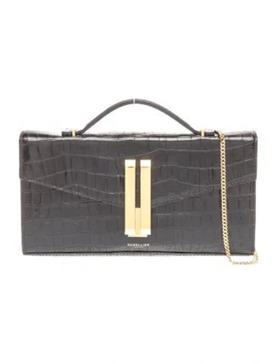 Pre-owned Demellier Embossed Leather Shoulder Bag In Black