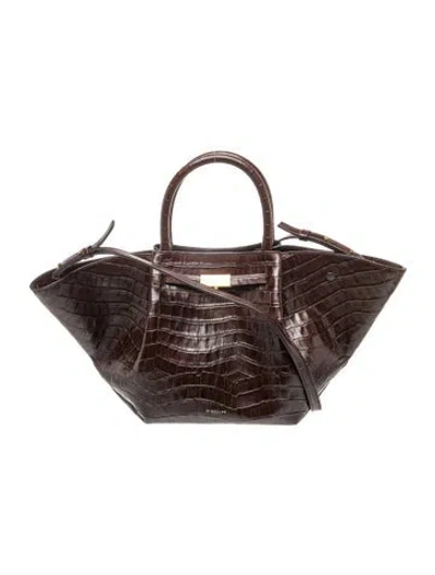 Pre-owned Demellier Embossed Leather Shoulder Bag In Brown