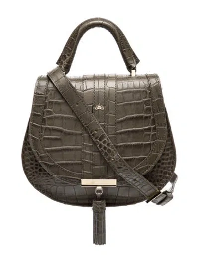 Pre-owned Demellier Embossed Leather Shoulder Bag In Green