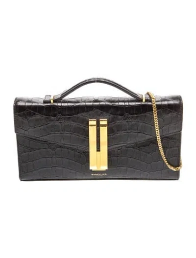 Pre-owned Demellier Embossed Leather Top Handle Bag In Black