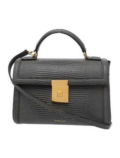 Pre-owned Demellier Embossed Leather Top Handle Bag In Gray