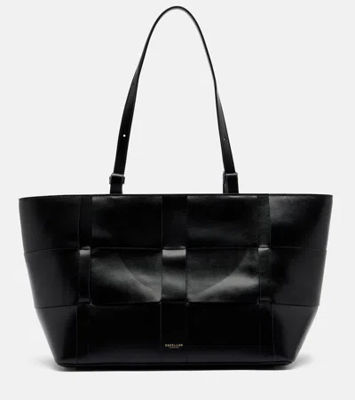 Demellier Florence Large Woven Leather Tote Bag In Black