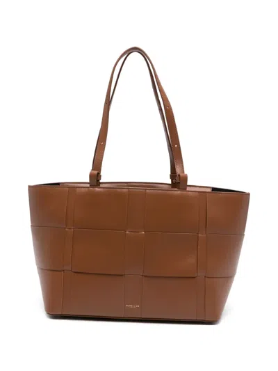 Demellier Florence Woven Leather Florence Tote Bag In Brown