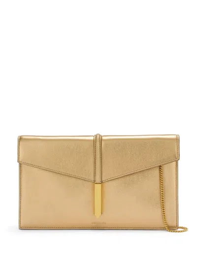 Demellier Gold Tokyo Leather Clutch Bag