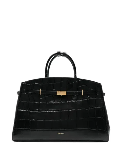 Demellier Hudson Croc-effect Tote Bag In Black