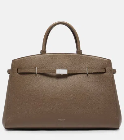 Demellier Hudson Leather Top-handle Bag In Gray