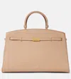 Demellier Hudson Leather Tote Bag In Beige