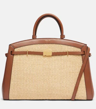 Demellier New York Leather-trimmed Raffia Tote Bag