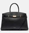 Demellier Hudson Medium Leather Tote Bag In Black