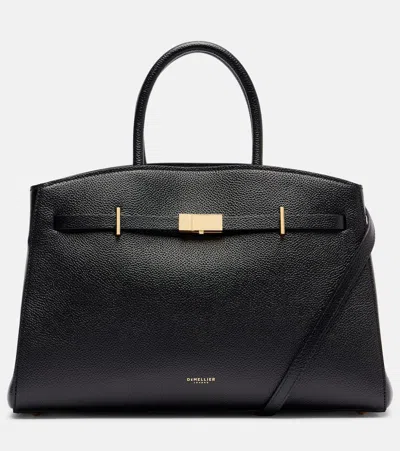 Demellier Hudson Medium Leather Tote Bag In Black