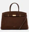 Demellier Hudson Medium Suede Tote Bag In Brown