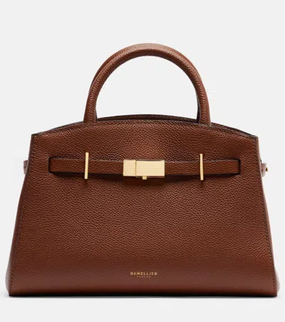 Demellier Hudson Small Leather Top-handle Bag In Brown