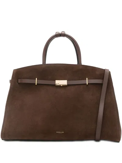 Demellier Hudson Suede Tote Bag In Brown
