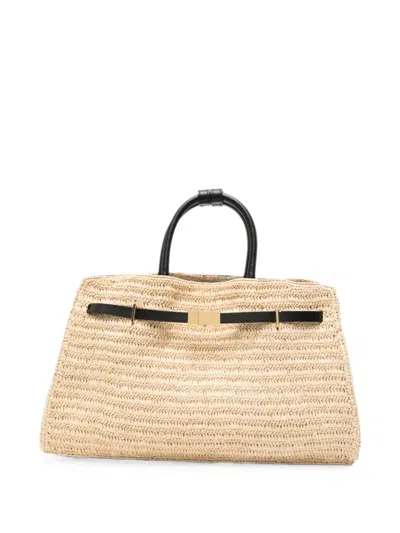 Demellier Hudson Woven Tote Bag In Nude