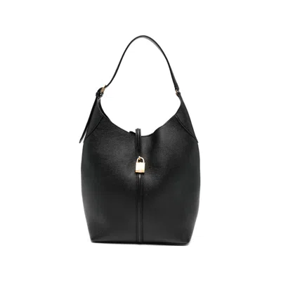 Demellier Large Siena Padlock-detail Bucket Bag In Black