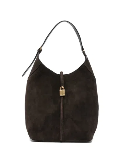 Demellier Large Siena Padlock-detail Suede Shoulder Bag In Brown