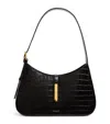 Demellier Leather Croc-effect Tokyo Shoulder Bag In Black
