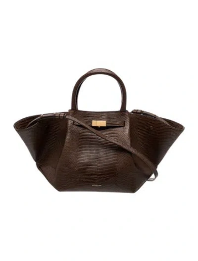 Pre-owned Demellier Leather Midi New York Tote Small In Brown