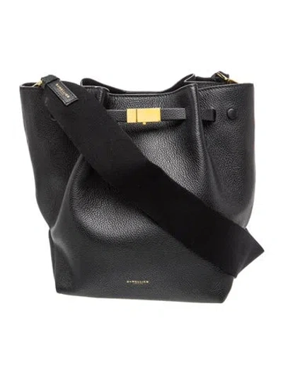 Pre-owned Demellier Leather New York Bucket Medium In Black/blue