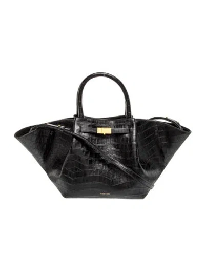 Pre-owned Demellier Leather New York Midi In Black