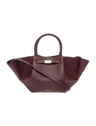 Pre-owned Demellier Leather New York Midi In Burgundy