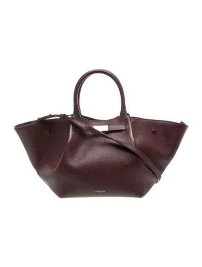 Pre-owned Demellier Leather New York Midi In Burgundy