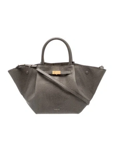 Pre-owned Demellier Leather New York Midi In Grey