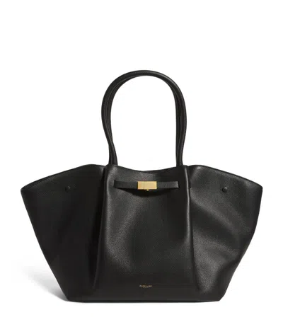Demellier New York Midi Grained Leather Tote In Black