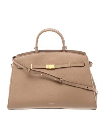 Pre-owned Demellier Leather The Hudson Midi In Neutral