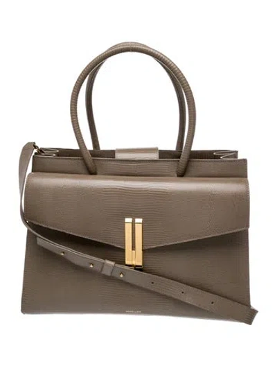 Pre-owned Demellier Leather Top Handle Bag In Gray