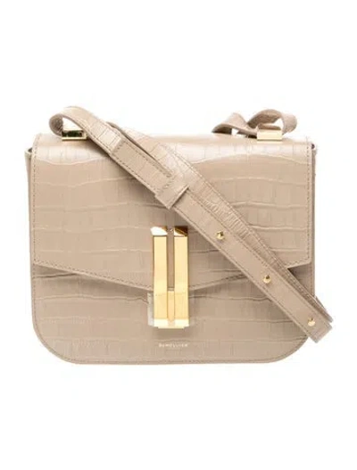 Pre-owned Demellier Leather Vancouver Crossbody Bag Mini In Neutrals