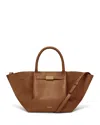 Demellier London Midi New York Leather Tote In Tan/gold